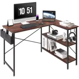 VEVOR L Shaped Computer Desk Corner Desk w/ Shelves 47" for Home Rustic Brown