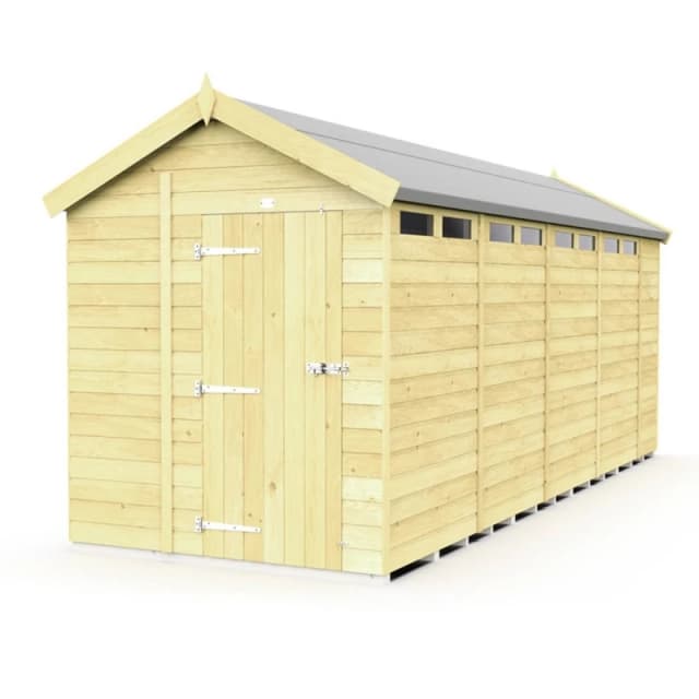 Buttercup Farm 6 x 18 Feet Apex Security Shed - Single Door - L533 x W175 x H217cm in Brown Brown Unisex