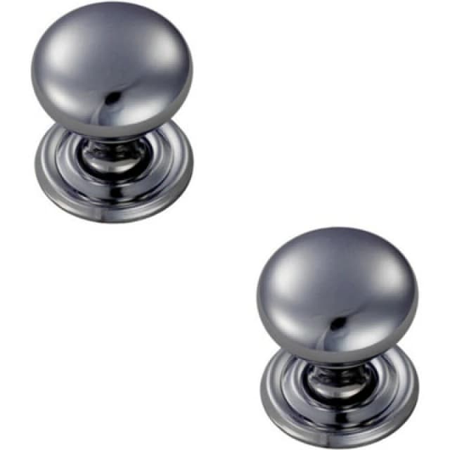 Loops 2x Round Victorian Cupboard Door Knob 32mm Dia Polished Chrome Cabinet Handle Multi unisex