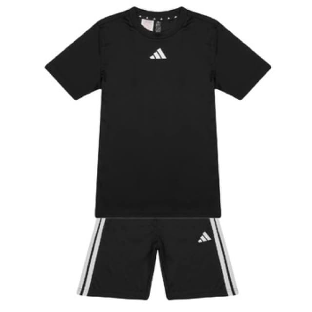 adidas Junior Boys Train Essentials 3 Stripe Set - Black Size 11-12 Years Black WAH0T Unisex 11-12 YEARS