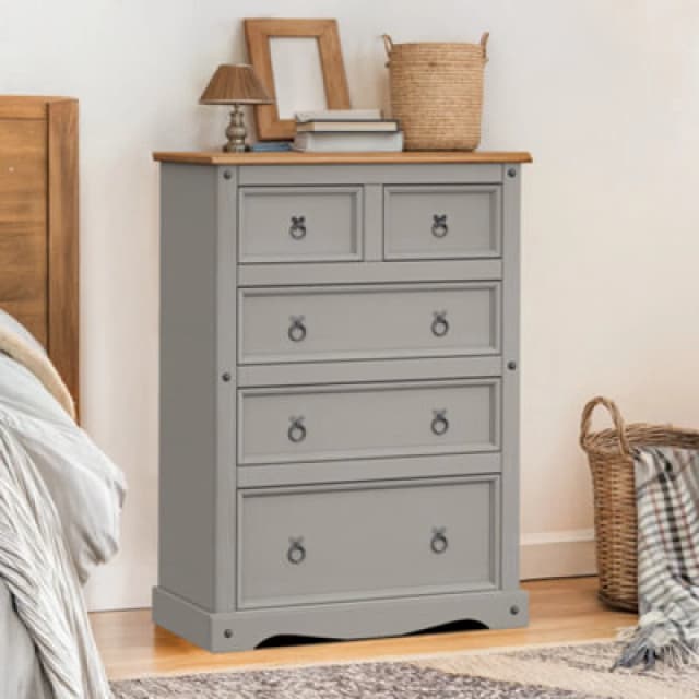 MERCERS FURNITURE Corona Grey Wax Compact 2+3 Chest 5060765291254
