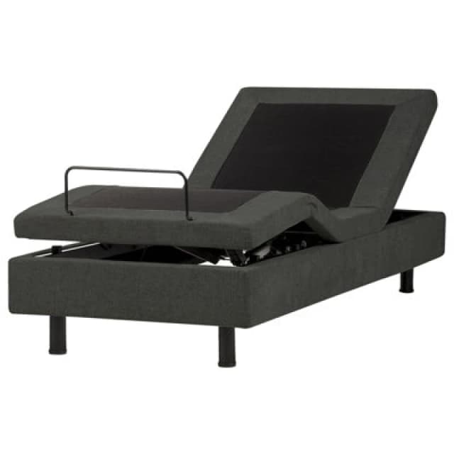 Beliani Adjustable Bed Without Headboard Fabric Duke Ii 80 X 200 Cm (Eu Small Single) Dark Grey