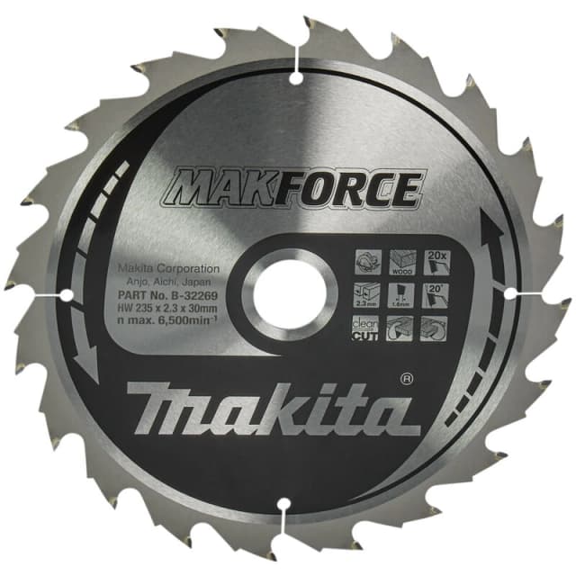 Makita MAKFORCE Circular Saw Blade for Wood Cutting B-32269 Diameter: 235mm