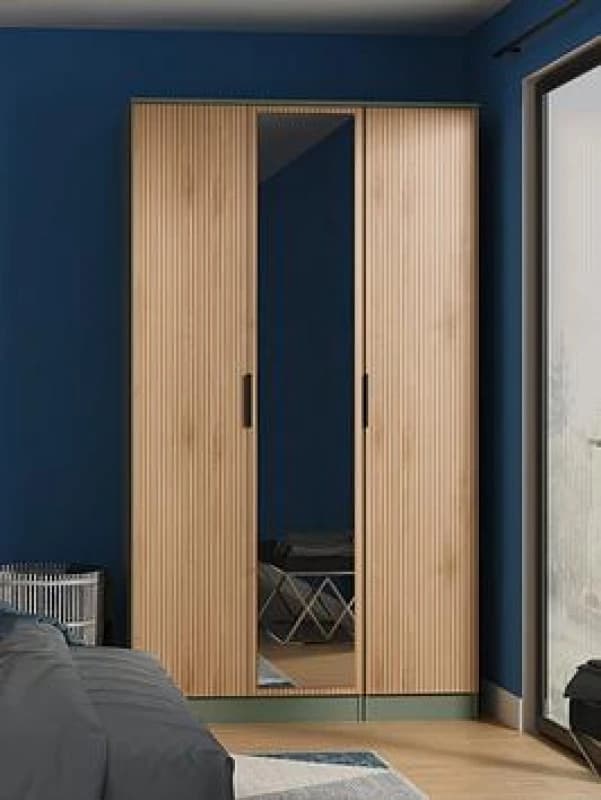 Welcome Furniture Ready Assembled Java Triple Mirror Wardrobe, Green JAV137SERG