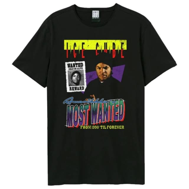 Amplified Mens Amerikkka's Most Wanted Bootleg Ice Cube T-Shirt in Black Size: XS Black Male XS