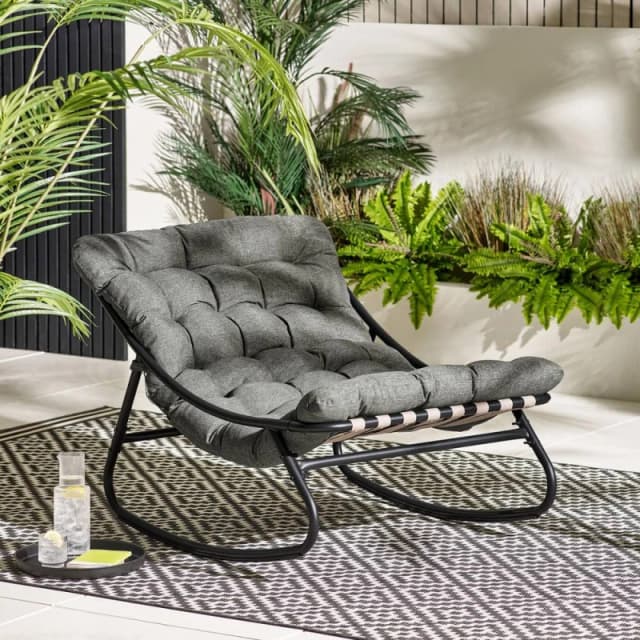 FurnitureboxUK FurnitureboxUK Hydra Metal Outdoor Garden Rocking Chair in Grey Grey One Size Unisex 5056784305270