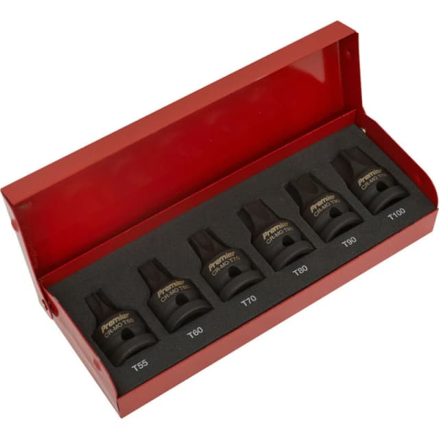 Loops 6 Piece Impact Socket Bit Set - 1/2" Square Drive - TRX-Star - Chromoly Steel Metallics