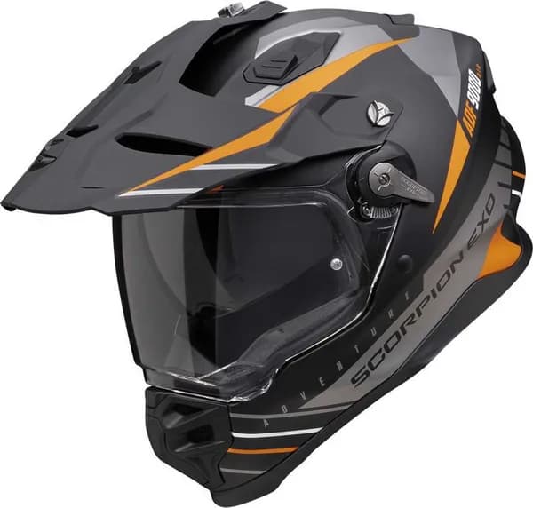 Scorpion ADF-9000 AIR Feat Matt Black Silver Orange Adventure Helmet Size M