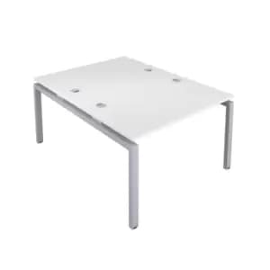 Telescopic Sliding 8 Person Bench with Cut Out and Silver Frame - 1200mm - White