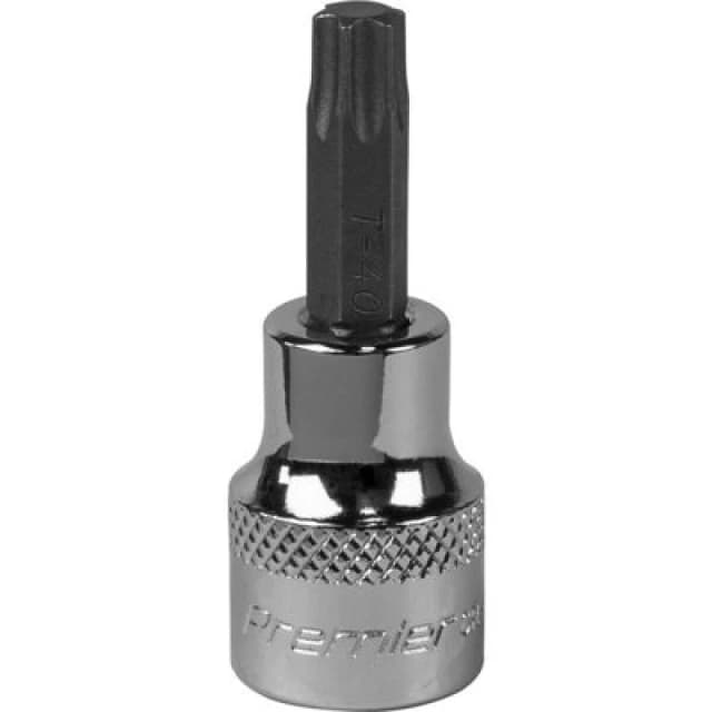 Loops T40 TRX Star Socket Bit - 3/8" Square Drive - PREMIUM S2 Steel Head Knurled Grip Metallics