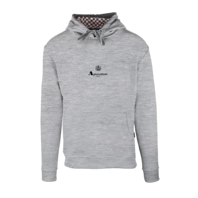 Aquascutum Mens Hooded Sweat Pull Over Hoodie Grey male 2X Large