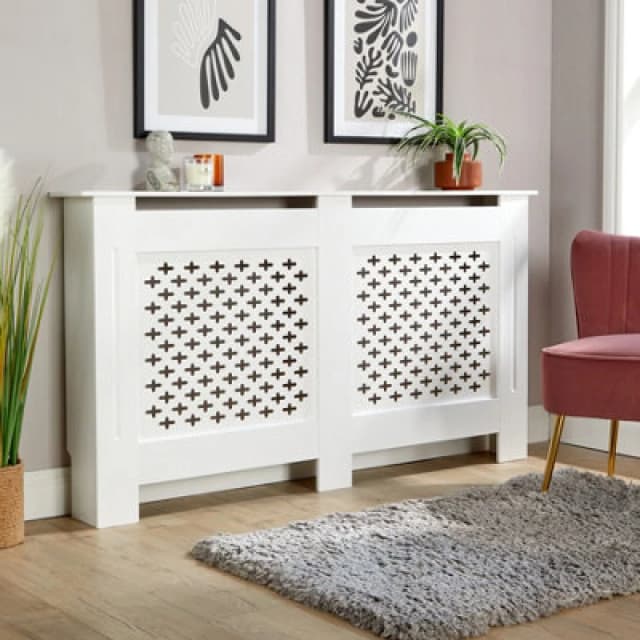 Home Source Large Radiator Cover MDF Wooden Home Decorative Modern Furniture Design White