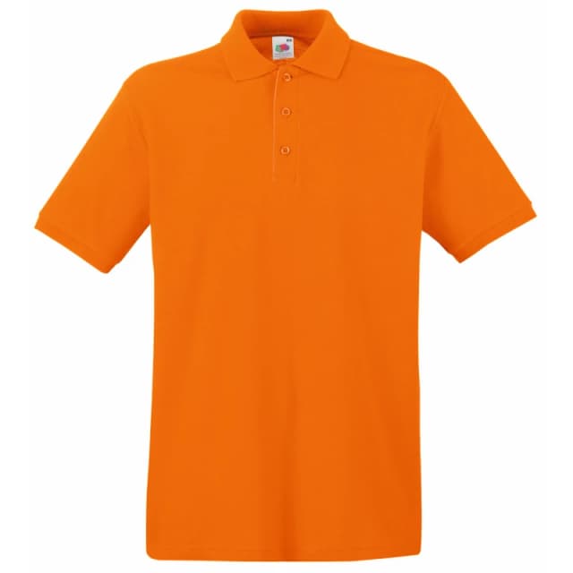 Fruit Of The Loom Fruit of the Loom Men Premium Short Sleeve Polo Shirt in Orange Size: Small Orange S Male 5055747695908