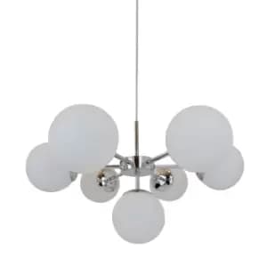 Jena Globe Pendant Ceiling Light, Chrome, White, 7x E14