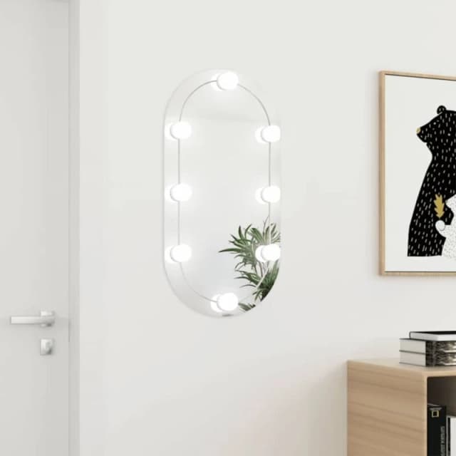 VIDAXL Mirror with LED Lights 80x40cm Glass Oval Vidaxl 3102975