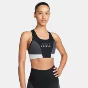 Nike Dri-FIT Swoosh Womens Medium-Support 1 Piece Pad Logo Sports Bra - Black