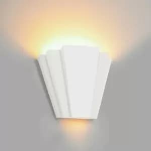 Harperliving - Art Deco Up/Down Wall Light, White Ceramic Finish, G9 Bulb Cap - White