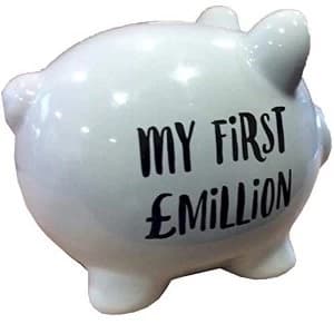 'Pennies & Dreams' Ceramic Pig Money Bank - My First Million