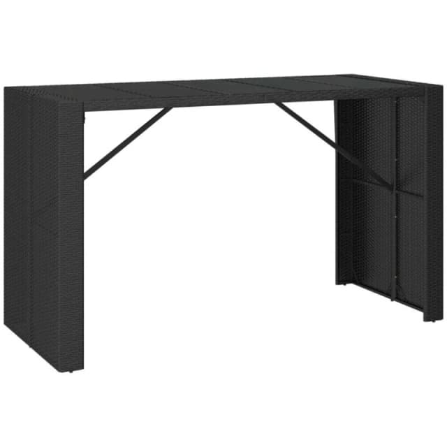 VIDAXL Bar Table with Glass Top Black 185x80x110cm Poly Rattan Vidaxl 8720845740122