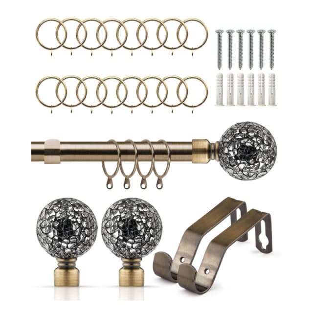 Emma Barclay Cut Glass - Extendable Curtain Pole with rings Curtain Poles 120-210cm Brown 41673605000