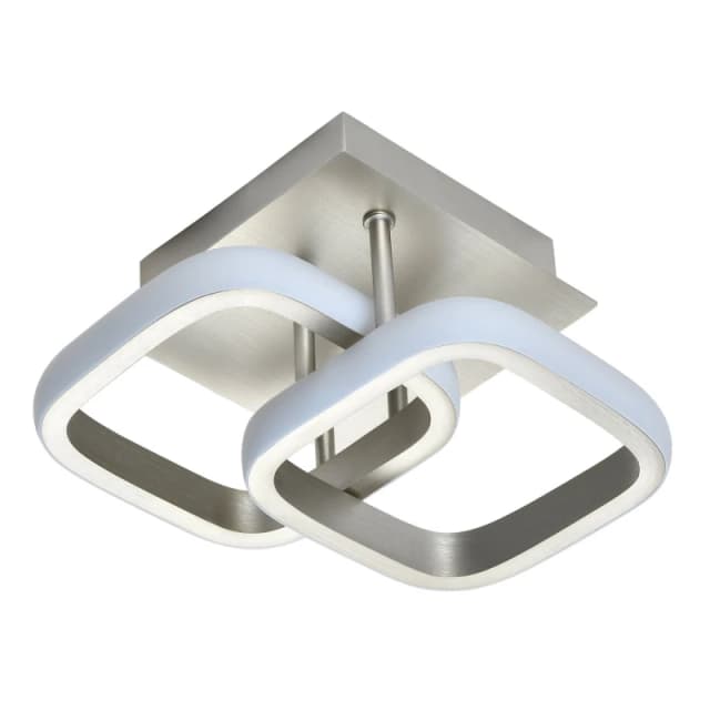 Happy Homewares Contemporary LED Ceiling Light Fitting in Square Metal in Metallic Silver Metallic Silver Unisex