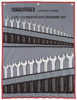 Teng Tools 6526mm 26 Piece Combination Spanner Set 6 - 32mm in Tool Roll