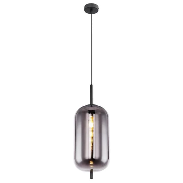 Netlighting Blacky Slim Pendant Ceiling Light Black Glass Shade 1x E27 Black Unisex