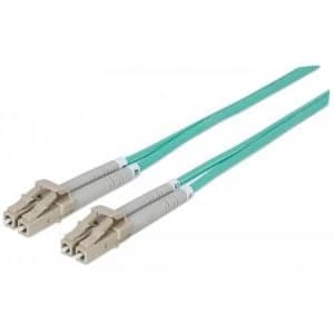 Intellinet Fibre Optic Patch Cable Duplex Multimode LC/LC 50/125 m OM3 10m LSZH Aqua Fiber Lifetime Warranty