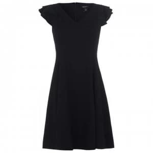 DKNY Ruffle Sleeveless Crepe Dress - BLK: Black