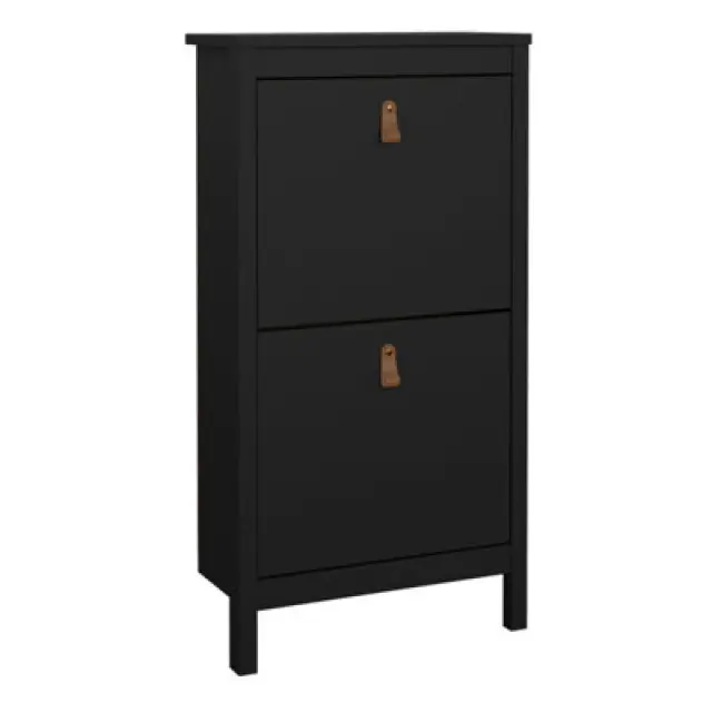 Furniture To Go Barcelona Shoe Cabinet 2 Flip Down Doors Black