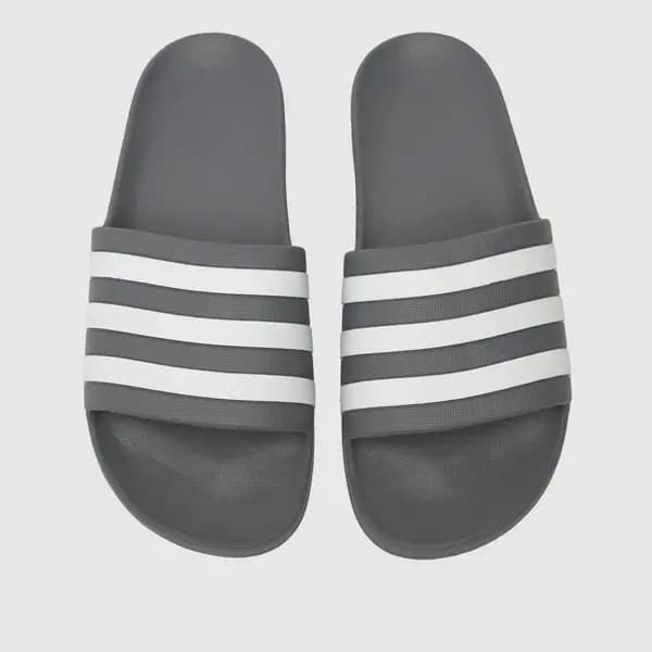 adidas adilette aqua sandals in white & grey Grey UK 12 (EU 47)