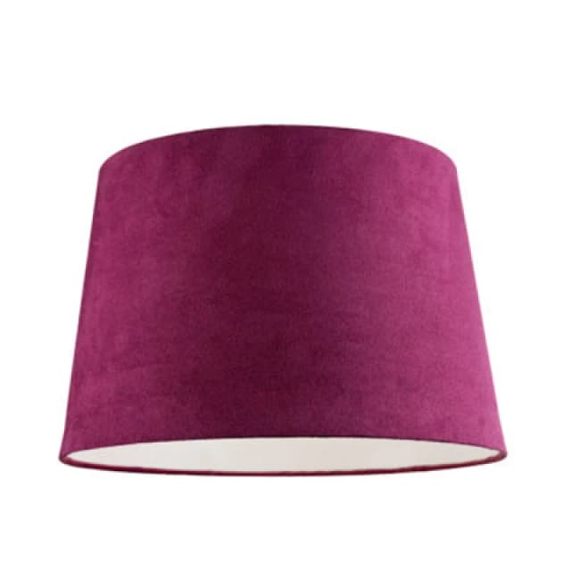 Happy Homewares Hot Pink Velvet Fabric 12" Drum Lamp Shade With White Cotton Inner