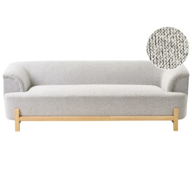 Beliani Sofa 3 Seater Alnor Fabric Light Grey