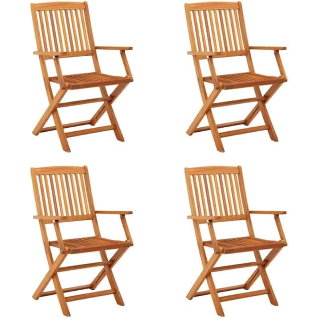 VIDAXL Folding Garden Chairs 4 pcs Solid Eucalyptus Wood Vidaxl 8720286334829