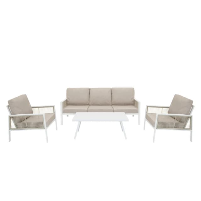 Monstershop Aluminium 4 Piece Sofa Set - White White Unisex