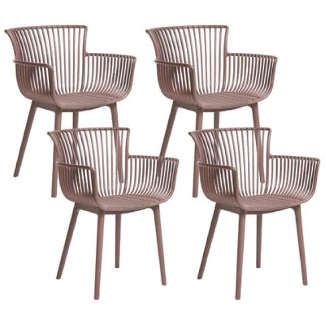 Beliani Set Of 4 Garden Chairs Pesaro Brown