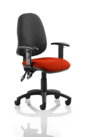Eclipse II Lever Task Operator Chair Black Back Bespoke Seat With Height Adjustable Arms In Orange