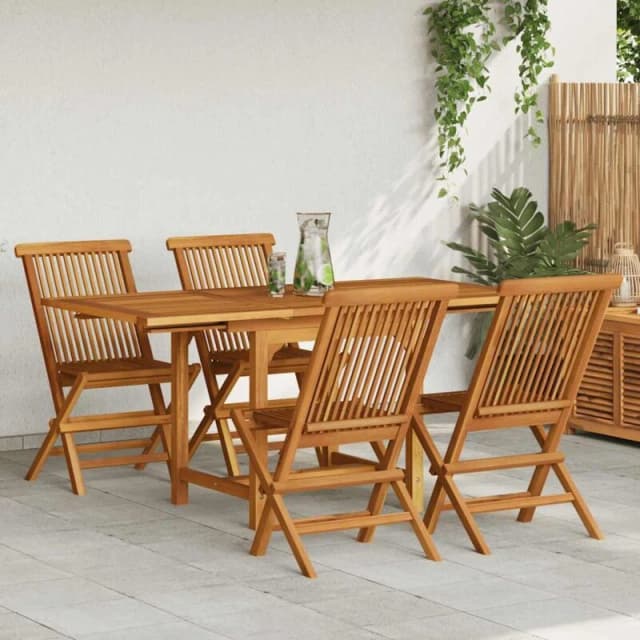 VIDAXL 5 Piece Garden Dining Set Solid Teak Wood Vidaxl 8720286227299