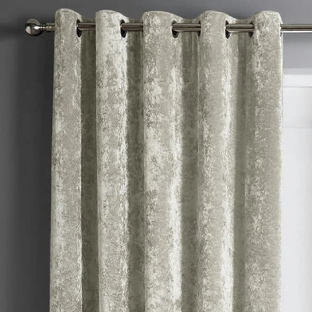 Intimates Crushed Velvet Ready Made Eyelet Curtains - Natural