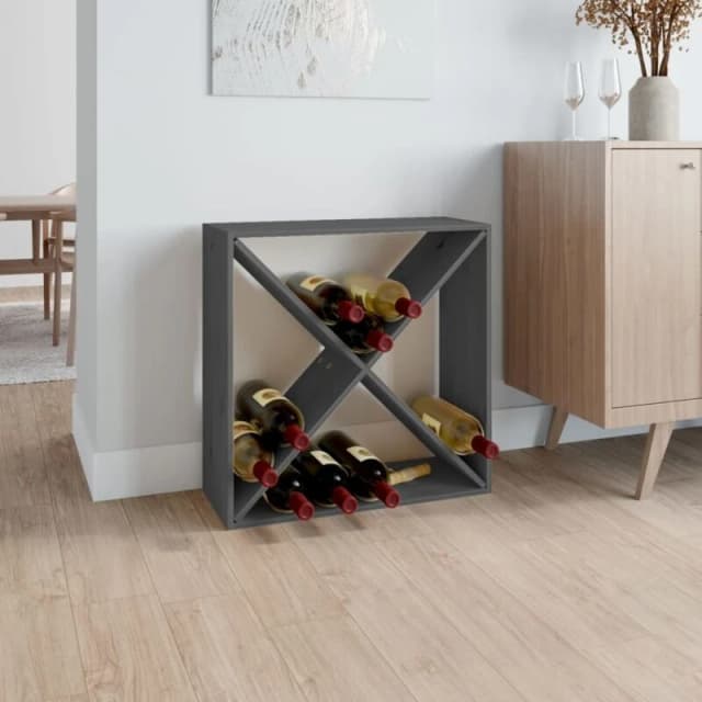 VIDAXL Wine Cabinet Grey 62x25x62cm Solid Wood Pine Vidaxl 8720845557126