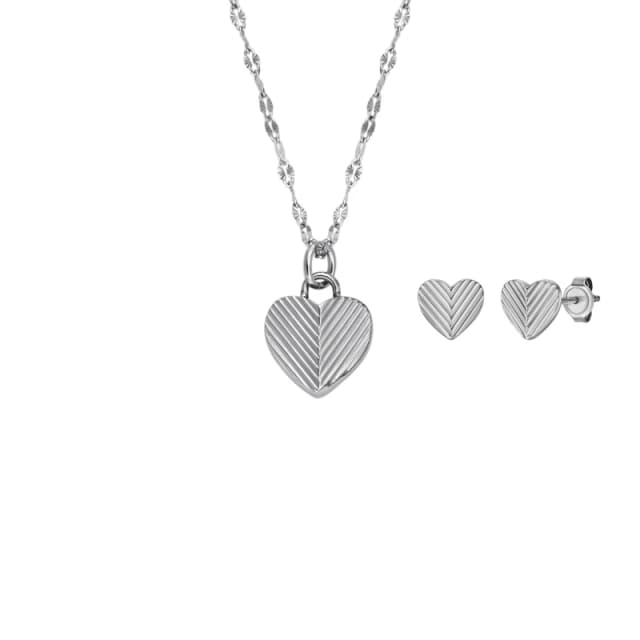 Fossil JF04669SET Heart Necklace And Stud Earrings Set - J49337