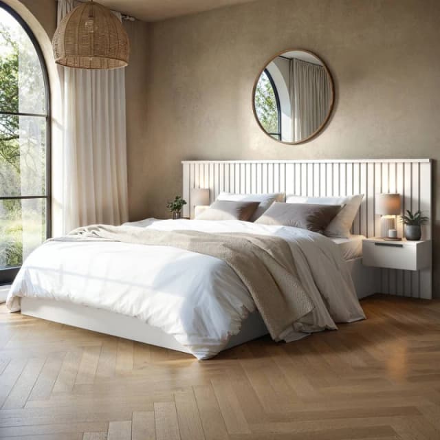 Solace+Co Taylor Hotel Ottoman Bed with Side Tables White Size: Double White Unisex Double