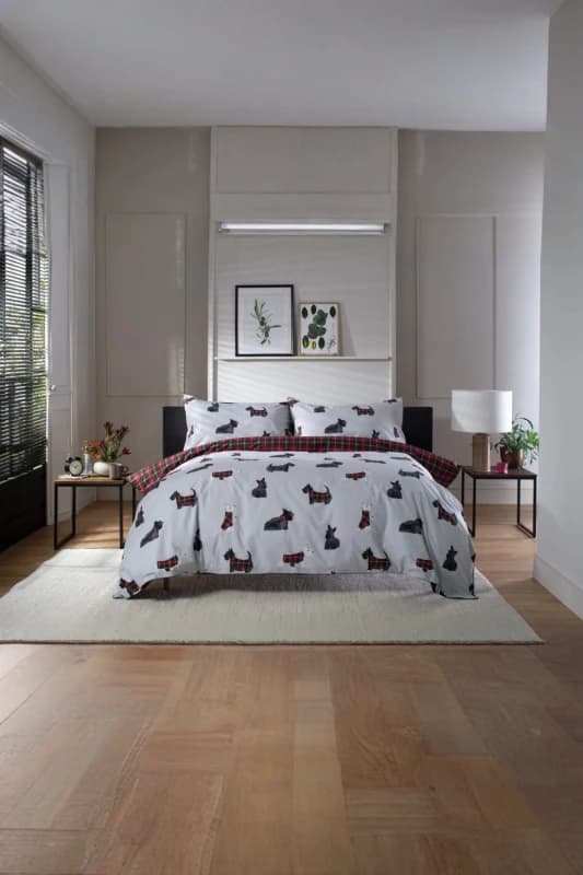 The Lyndon Company The Lyndon Company Hattie 100% Cotton Duvet Cover Set - Dog Print Bedding in Grey Size: Double Grey Double Unisex 5054990140128