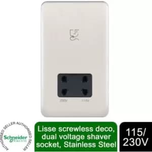 Schneider Electric - Schneider Lisse Shaver Socket Dual Voltage 115/230V GGBL7090BSSS Stainless Steel