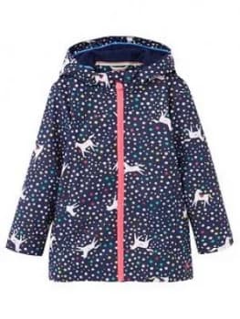 Joules Girls Raindance Unicorn Raincoat - Navy