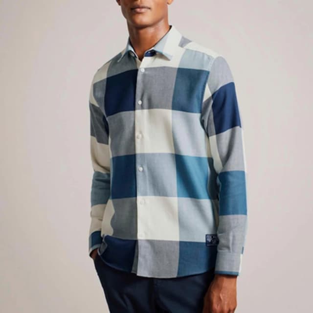 Ted Baker Neetly Long Sleeve Scale Check Shirt - Blue Blue S