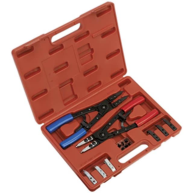 Loops 265mm Heavy Duty Circlip Pliers Set - Internal & External - 50mm Max Spread Multi