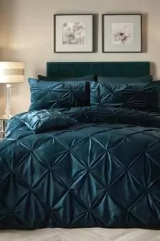 'Mira' Soft Velvet Pinch Pleated Duvet Cover Set