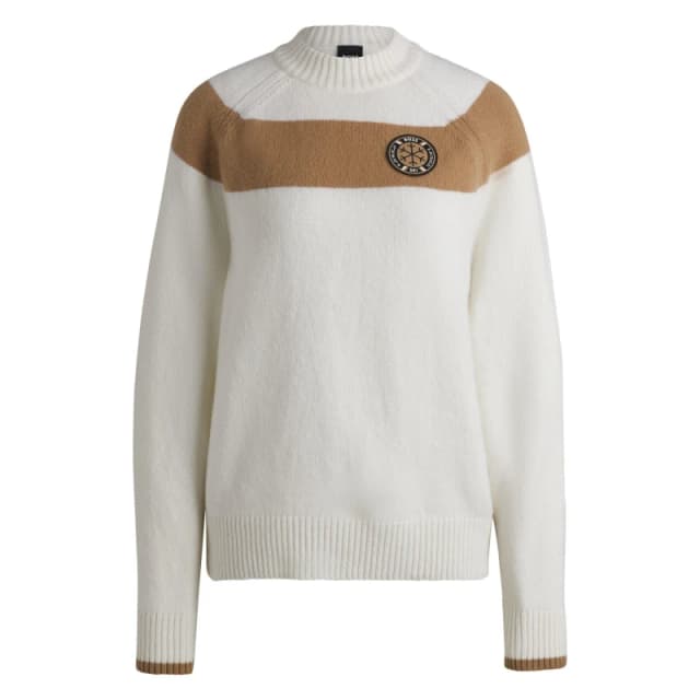 Boss Womens Lightweight Knitted Tailored Fit Top Open White female 12 (M)