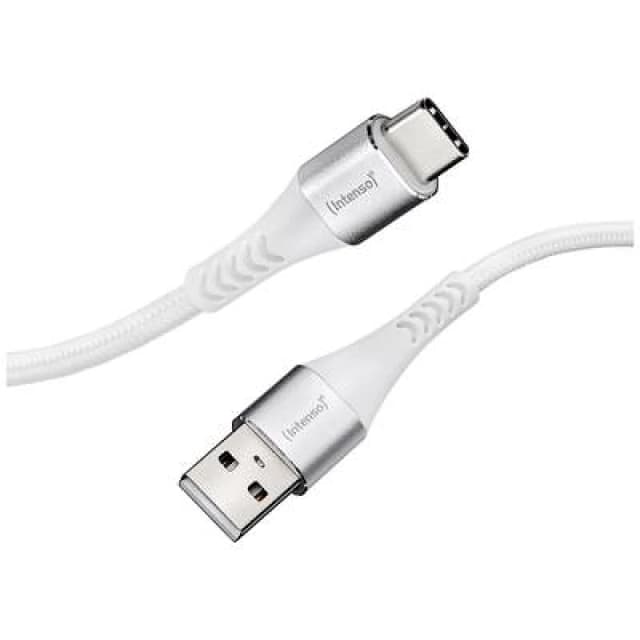 Intenso Intenso USB cable USB 2.0 USB-A plug, USB-C plug 1.50 m White Fabric sleeve 7901102 7901102